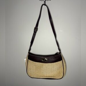 ✨Etienne Aigner Nwt! Medium size Woven Jute bag with Brown leather exterior ✨vtg